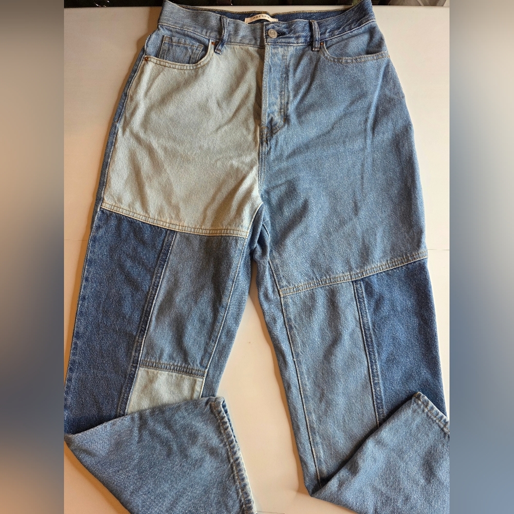 PacSun High Rise Straight Patchwork Jeans Size 28 Hippie Retro Funky 3094Br